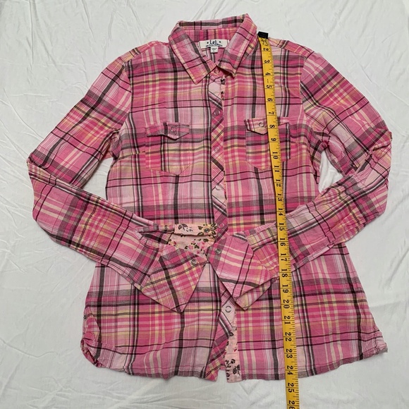 Lei Plaid Collared Button Down Girls/Juniors Sz L - Picture 2 of 6